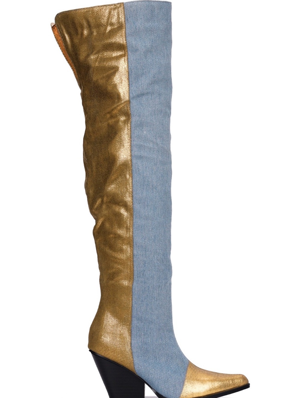 Cape Robbin Lowa Blue Gold Over-the-Knee Statement Boots - Picture 4 of 7